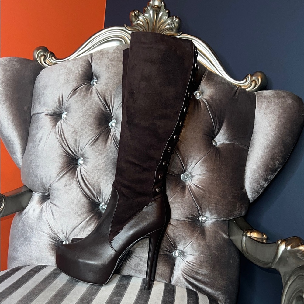 🧸 ELITE LUICHINY Chocolate Leather & Microfiber Corset Masterpiece 🧸